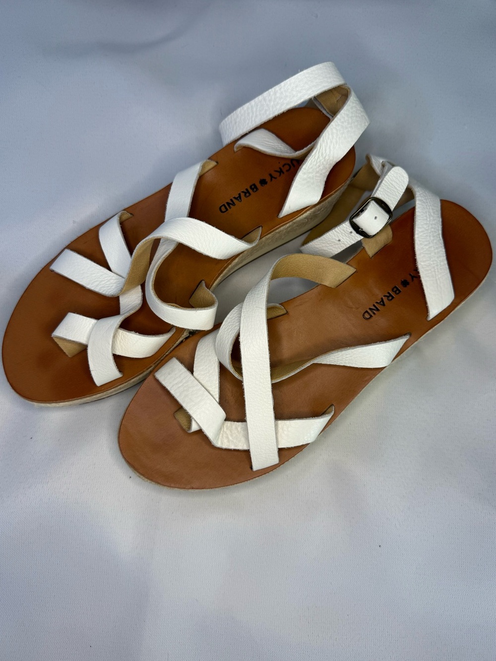 Lucky Brand - White Leather Strappy Sandals - Size 9